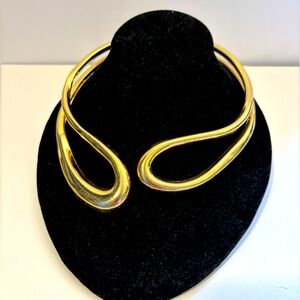 Gold Tone Collar Hinged Necklace Bib Style Boho Whimsical Classic Shiney Bright